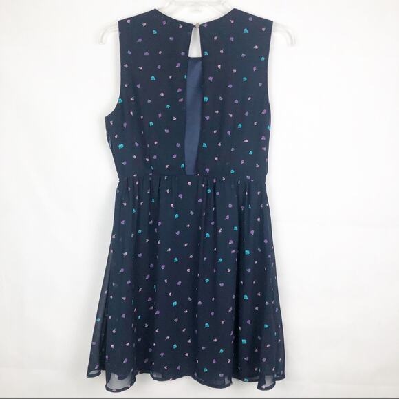 CALS Blue Chiffon Sheath Floral Dress - Picture 3 of 10